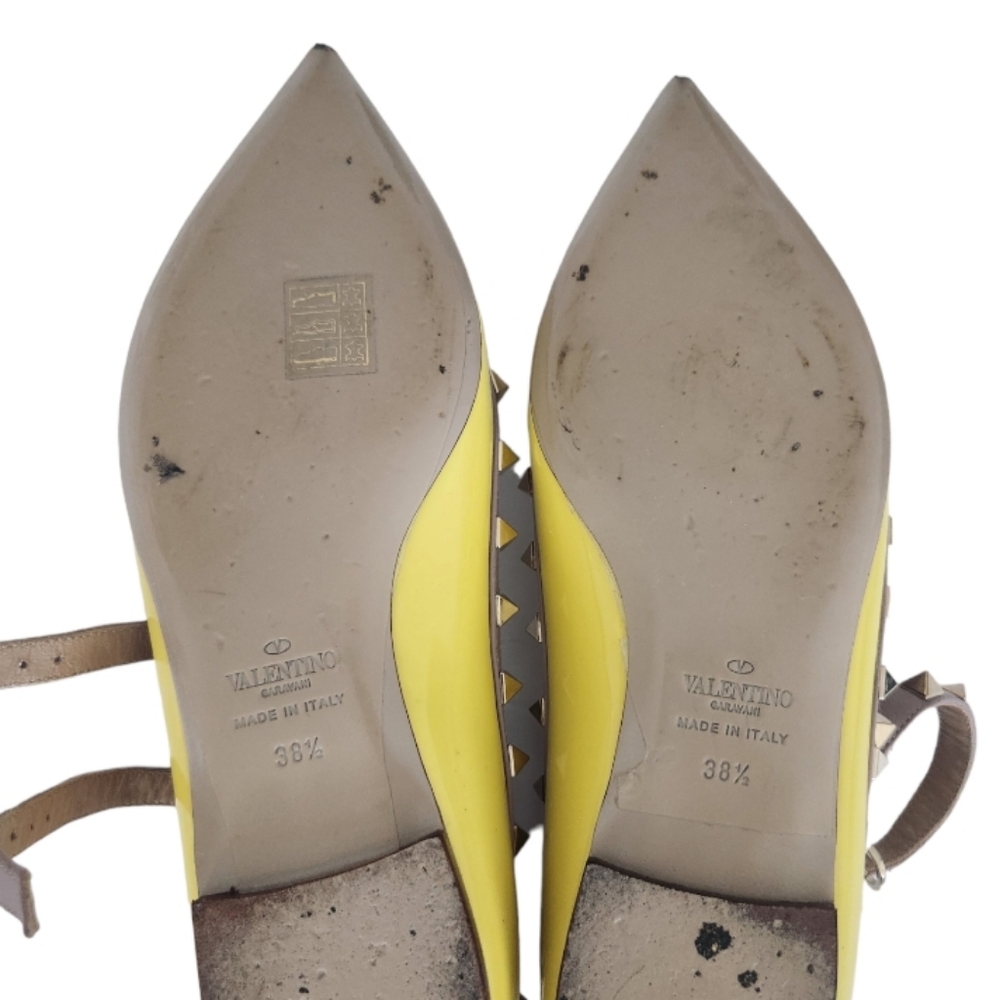 Valentino Rockstud Cage Ballet Flats Yellow 1 - Picture 10 of 15